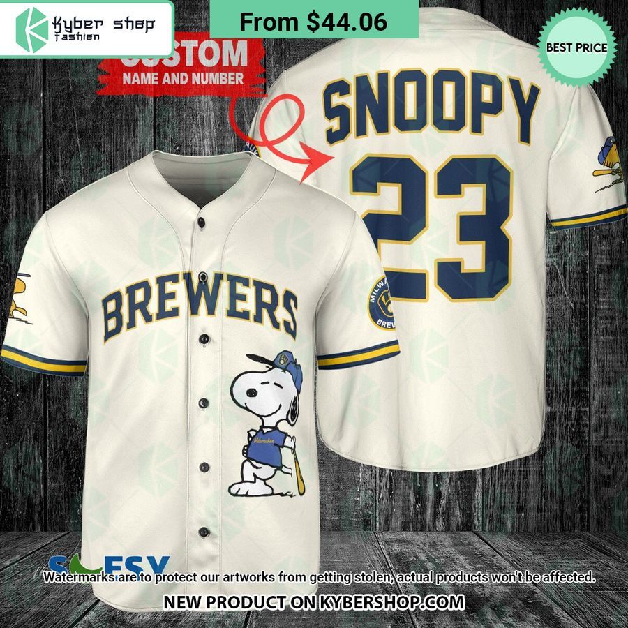 Milwaukee Brewers Snoopy Peanuts Cream Baseball Jersey Wow! This is gracious