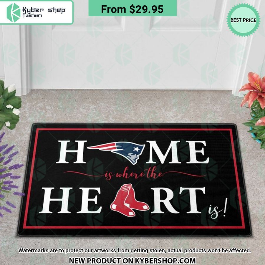 New England Patriots Boston Red Sox Home Is Where The Heart Is Doormat 1 576 Jpg