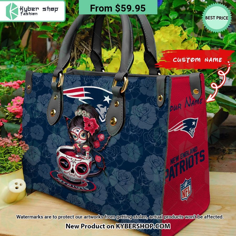 New England Patriots Sugar Skull Girl Leather Bag It is too funny