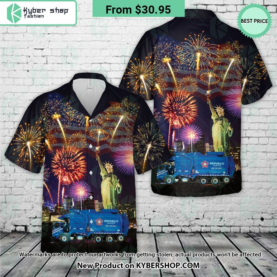 REPUBLIC SERVICES TRUCK 8812 4th Of July Hawaiian Shirt Handsome as usual