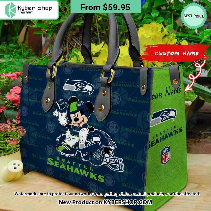 Seattle Seahawks Mickey Leather Bag Bless this holy soul, looking so cute