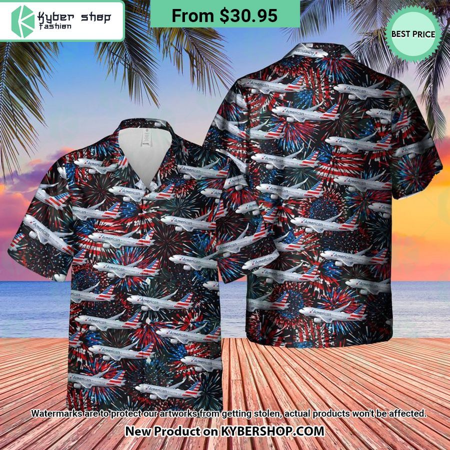 US Airlines Airbus A319 115 4th of July Hawaiian Shirt You look handsome bro