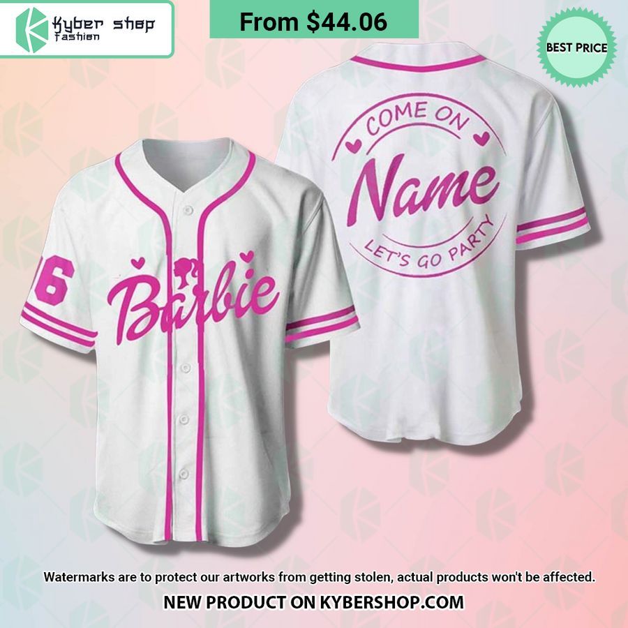 come on barbie lets go party custom white baseball jersey 1 877 jpg