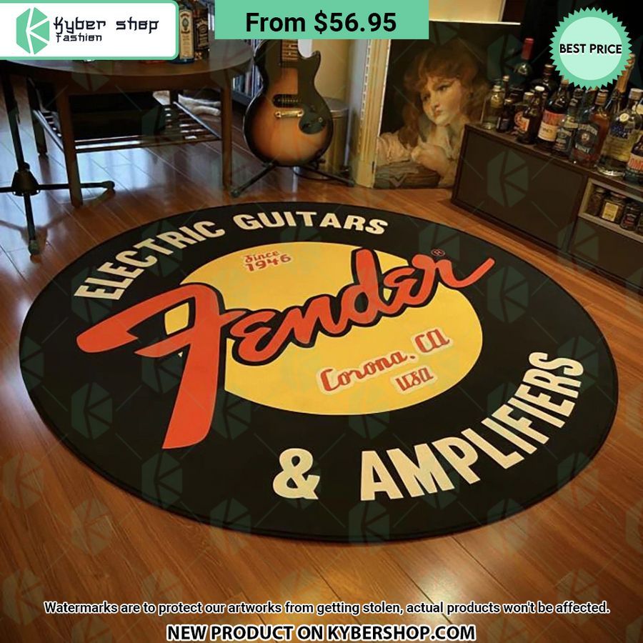 Fender Guitar and Amplifers Round Rug Nice elegant click
