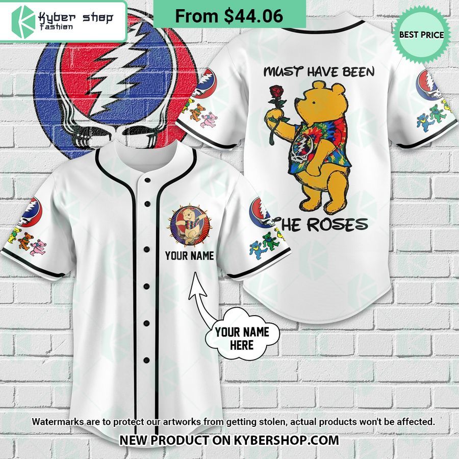 Grateful Dead Winnie the Pooh Must Have Been The Roses CUSTOM Baseball Jersey 3 Grateful Dead Winnie the Pooh Must Have Been The Roses CUSTOM Baseball Jersey word3