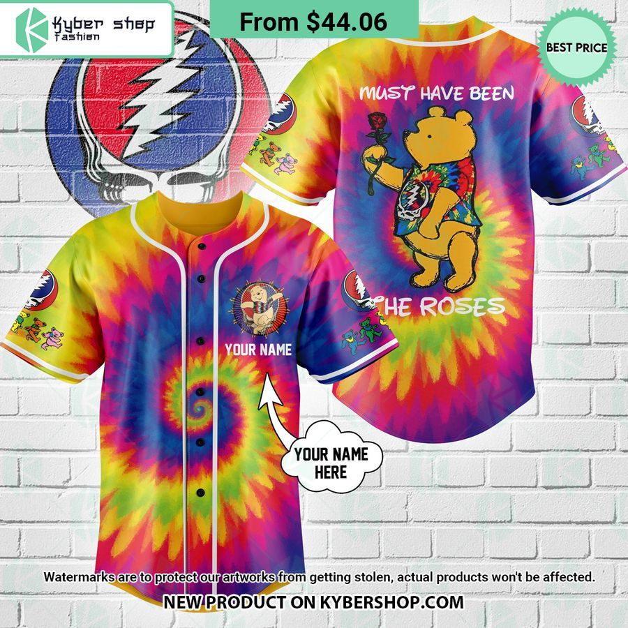 Grateful Dead Winnie the Pooh Must Have Been The Roses CUSTOM Baseball Jersey 6 Grateful Dead Winnie the Pooh Must Have Been The Roses CUSTOM Baseball Jersey word3