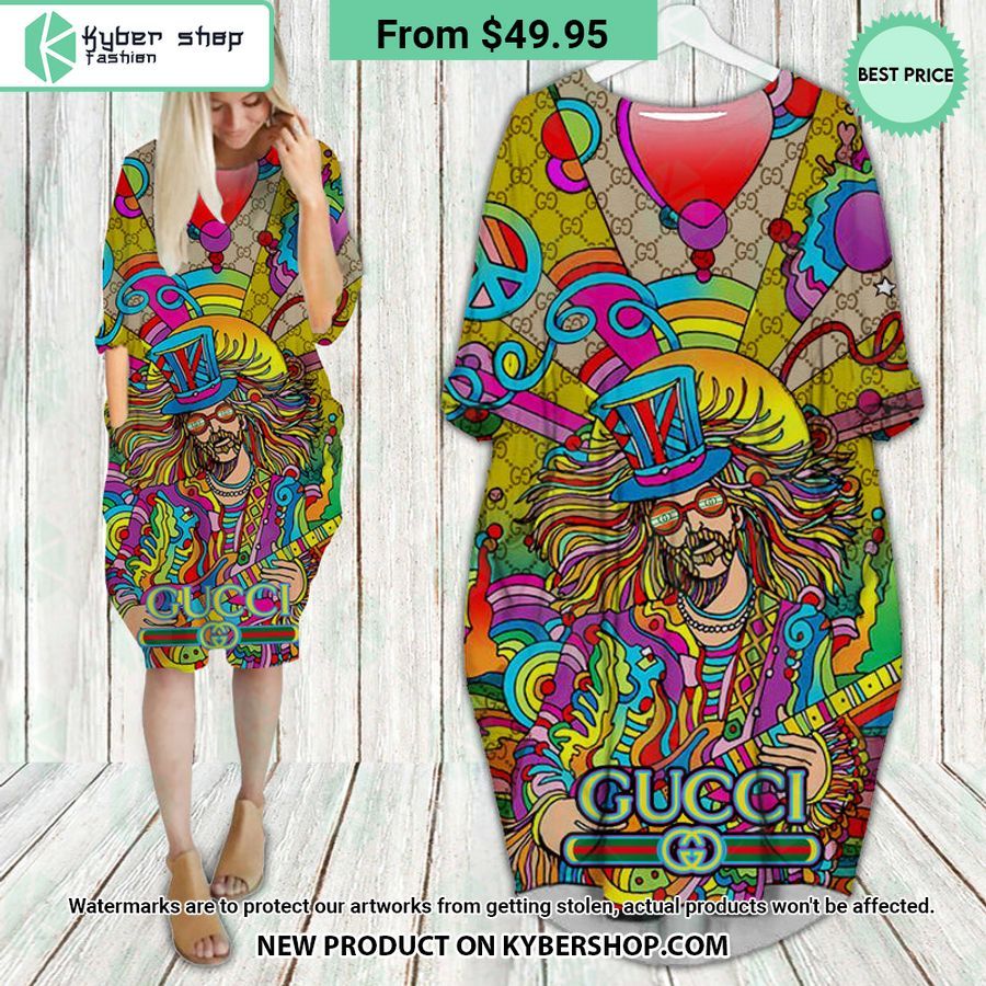 Gucci Multicolor Batwing Pocket Dress Cutting dash
