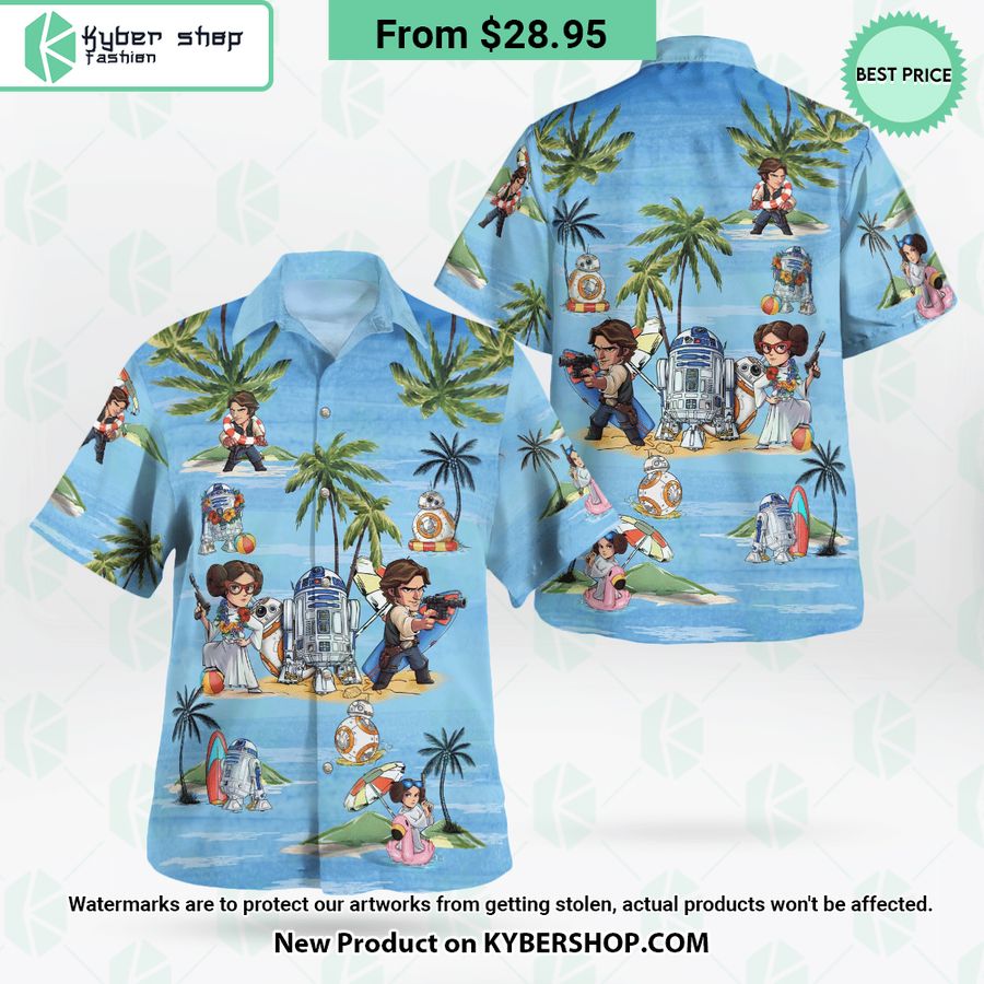 leia han solo bb8 r2d2 summer time hawaiian shirt shorts 2 293 jpg