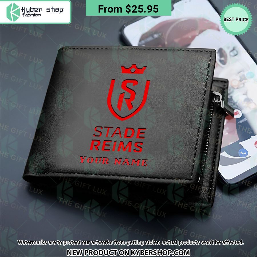 Stade De Reims Custom Leather Wallet Two Little Brothers Rocking Together