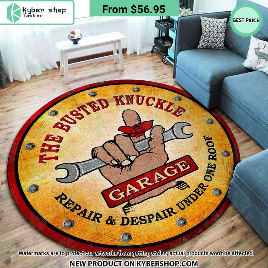 The Busted Knuckle Garage Hot Rod Round Rug Ah! It is marvellous