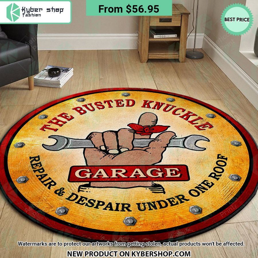 The Busted Knuckle Garage Hot Rod Round Rug Elegant Picture