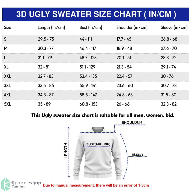 Sweater Size Chart Kybershop
