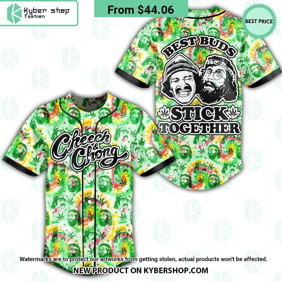 cheech and chong best buds stick together tie dye baseball jersey 2 442 jpg