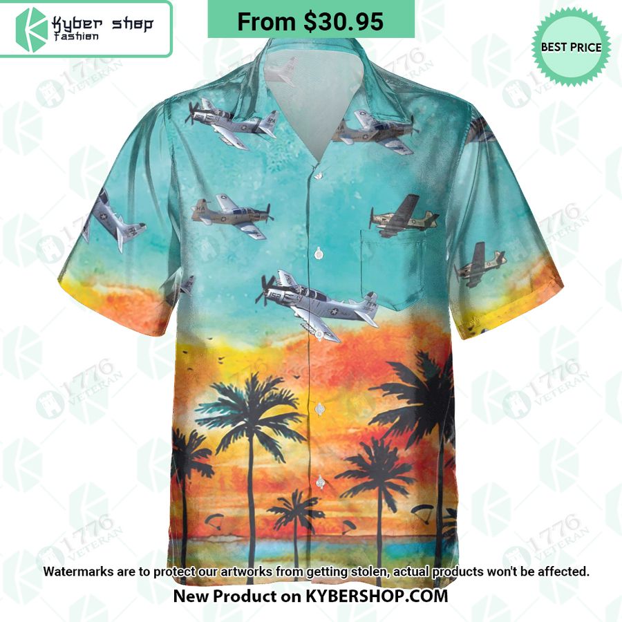 EA 1F Skyraider Sunset Hawaiian Shirt Handsome as usual