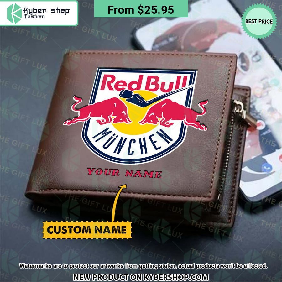 EHC Red Bull München CUSTOM Leather Wallet Natural and awesome