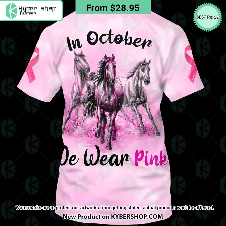 Horse In Ocotober We Wear Pink Breast Cancer Awareness T Shirt Stunning