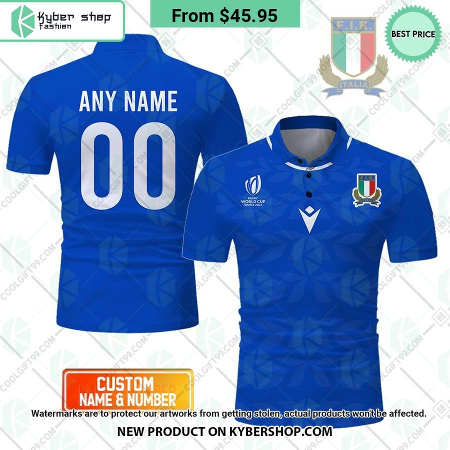 Italy Rugby Home Jersey Rugby World Cup 2023 CUSTOM Polo Shirt 4 Italy Rugby Home Jersey Rugby World Cup 2023 CUSTOM Polo Shirt Super sober