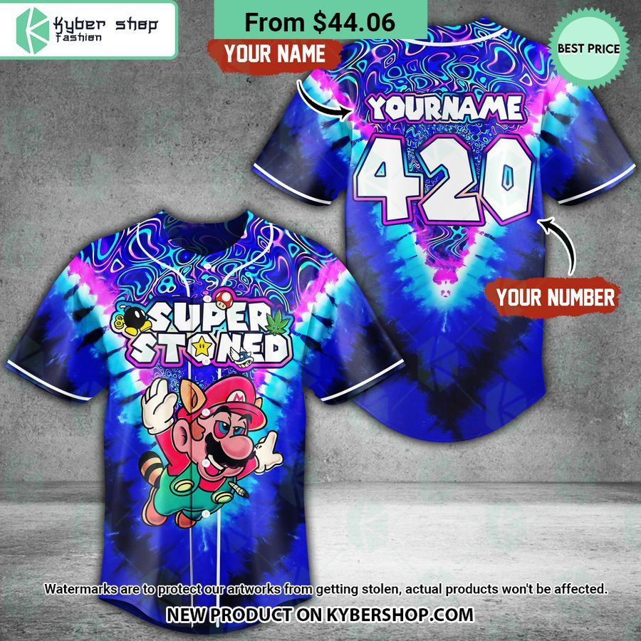mario super stoned weed tie dye custom baseball jersey 1 373 jpg