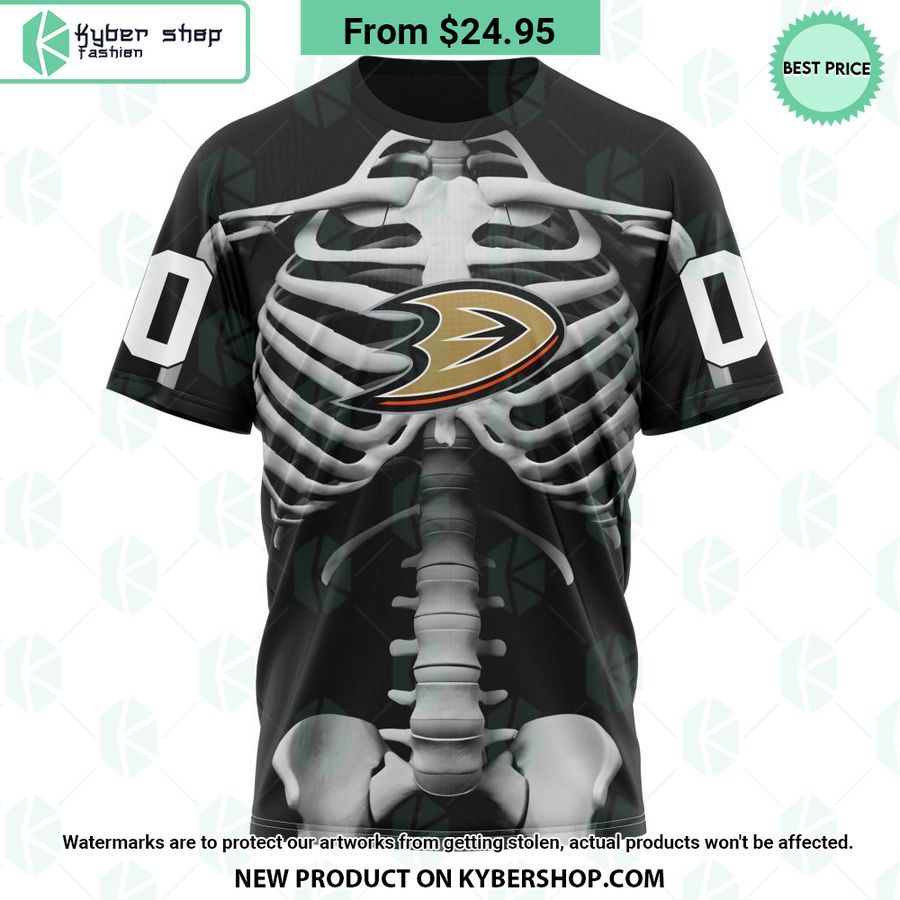 Nhl Anaheim Ducks Skeleton Costume Halloween Custom Hoodie Sizzling