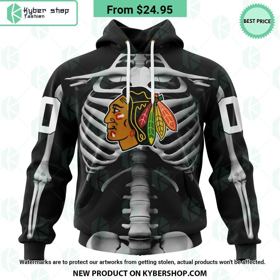 nhl chicago blackhawks skeleton costume halloween custom hoodie 1 101 jpg