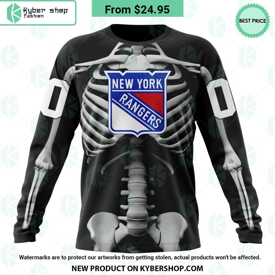 NHL New York Rangers Skeleton Costume Halloween CUSTOM Hoodie 6 NHL New York Rangers Skeleton Costume Halloween CUSTOM Hoodie Cool look bro