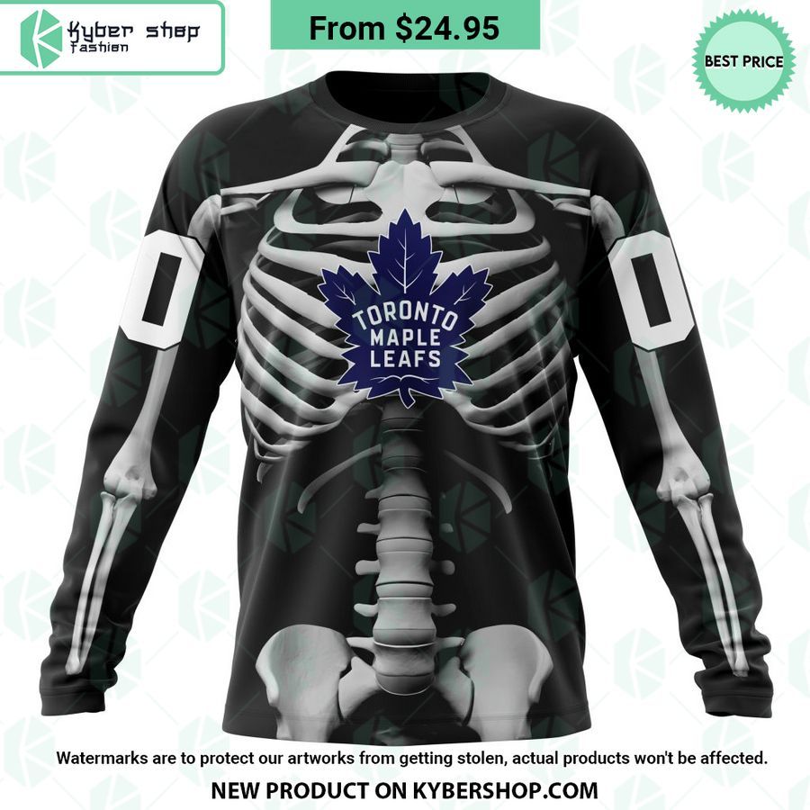Nhl Toronto Maple Leafs Skeleton Costume Halloween Custom Hoodie Damn Good