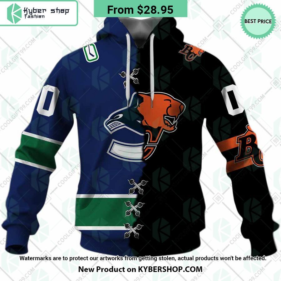NHL Vancouver Canucks Mix CFL BC Lions Jersey CUSTOM Hoodie Stunning