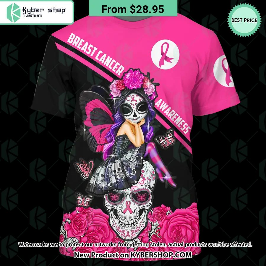 Sugar Skull Fairy Breast Cancer Awareness T Shirt Trending Picture Dear