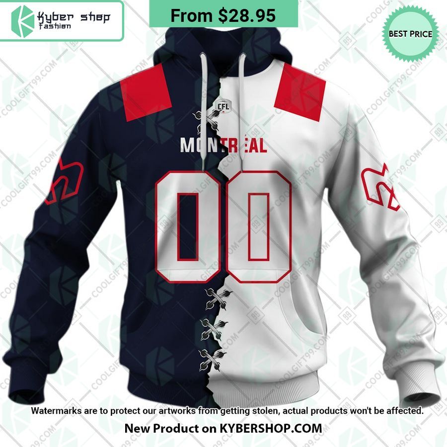 CFL Montreal Alouettes Mix Jersey Style CUSTOM Hoodie Coolosm