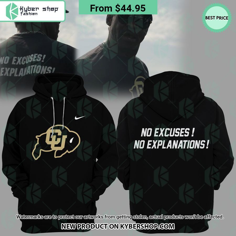Colorado Buffaloes No Excuses No Explanations Hoodie Lovely smile