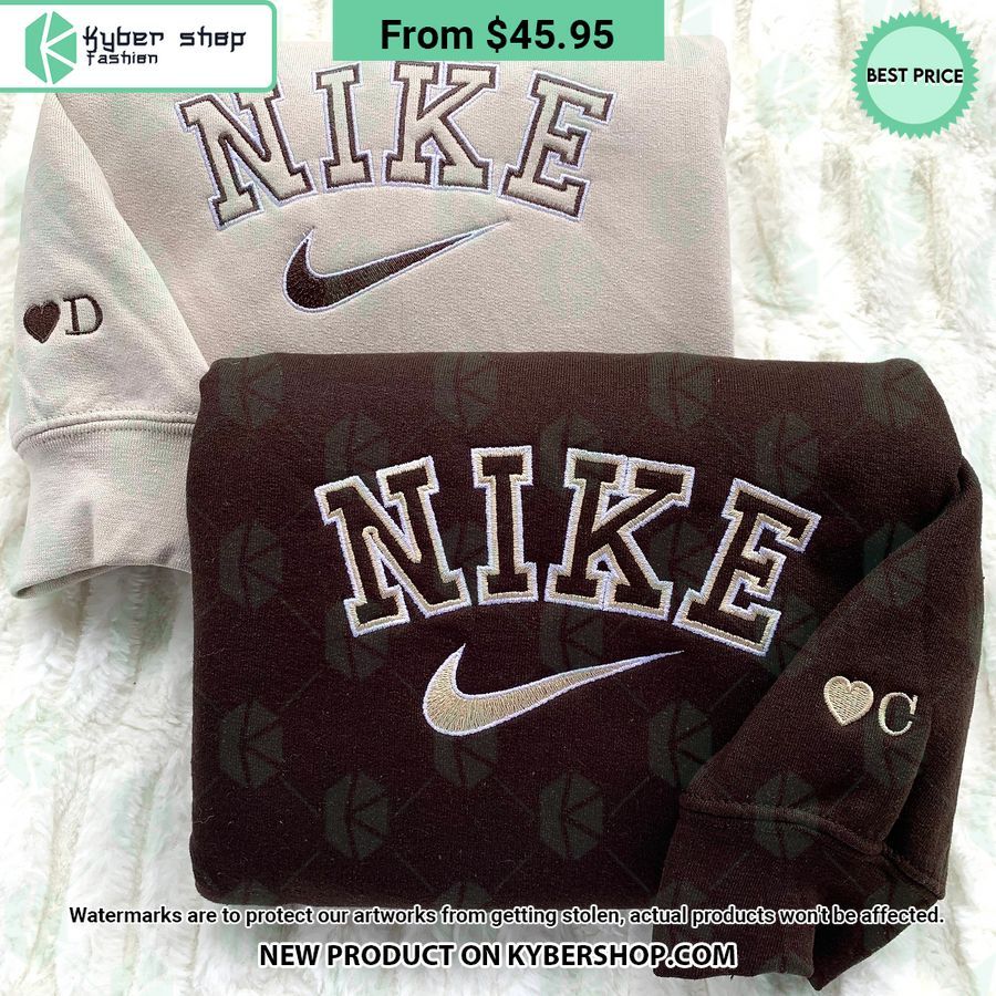 Custom Initials Nike Embroidered Matching Sweatshirt, Hoodie Mesmerising