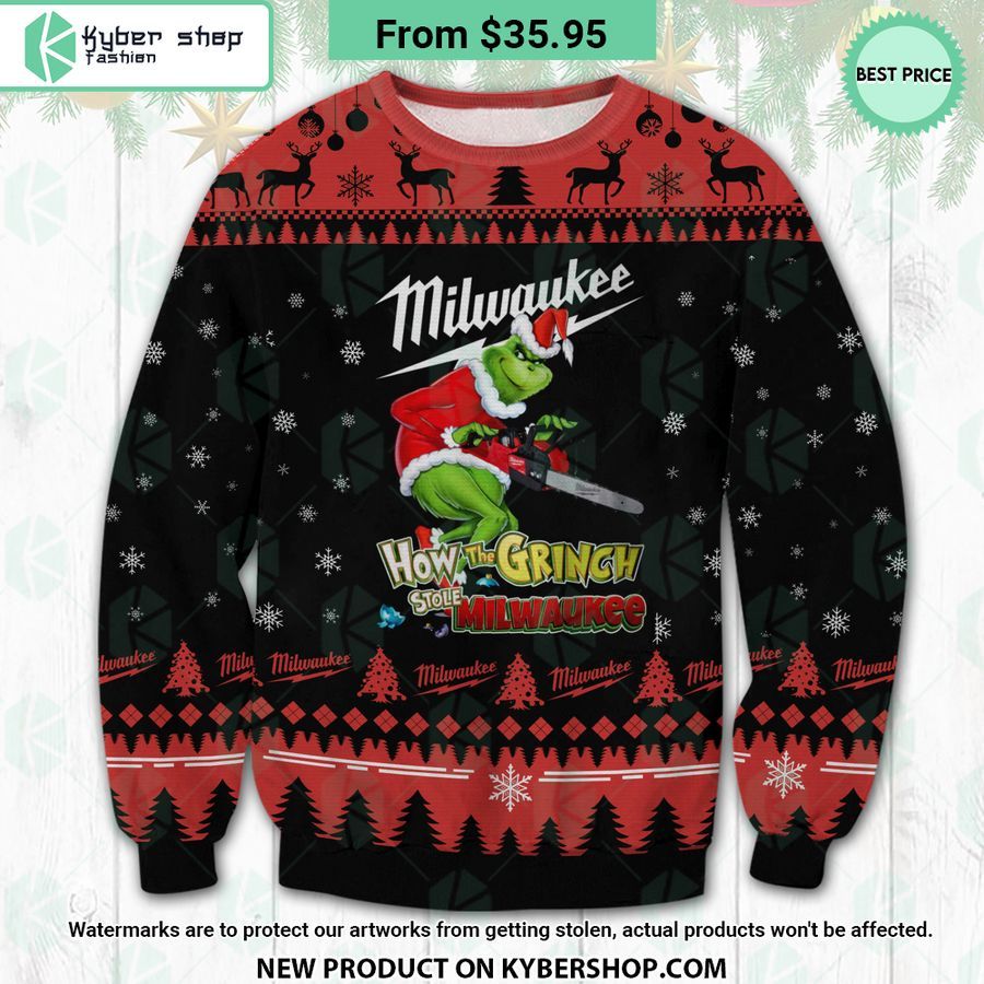 How The Grinch Stole Milwaukee Ugly Christmas Sweater Unique and sober