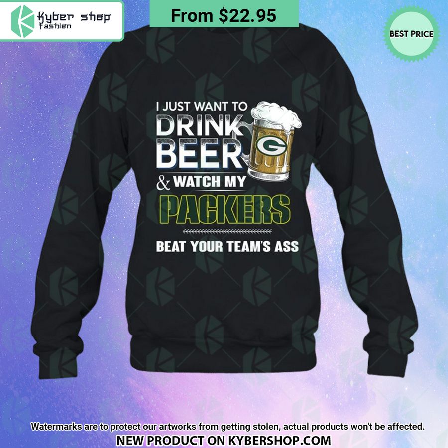I Just Want To Drink Beer & Watch My Green Bay Packers T Shirt 3 i just want to drink beer watch my green bay packers t shirt 3 608 jpg