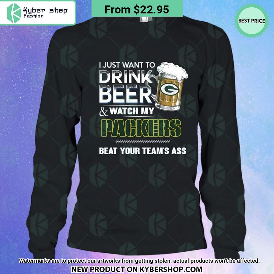 I Just Want To Drink Beer & Watch My Green Bay Packers T Shirt 4 i just want to drink beer watch my green bay packers t shirt 4 159 jpg