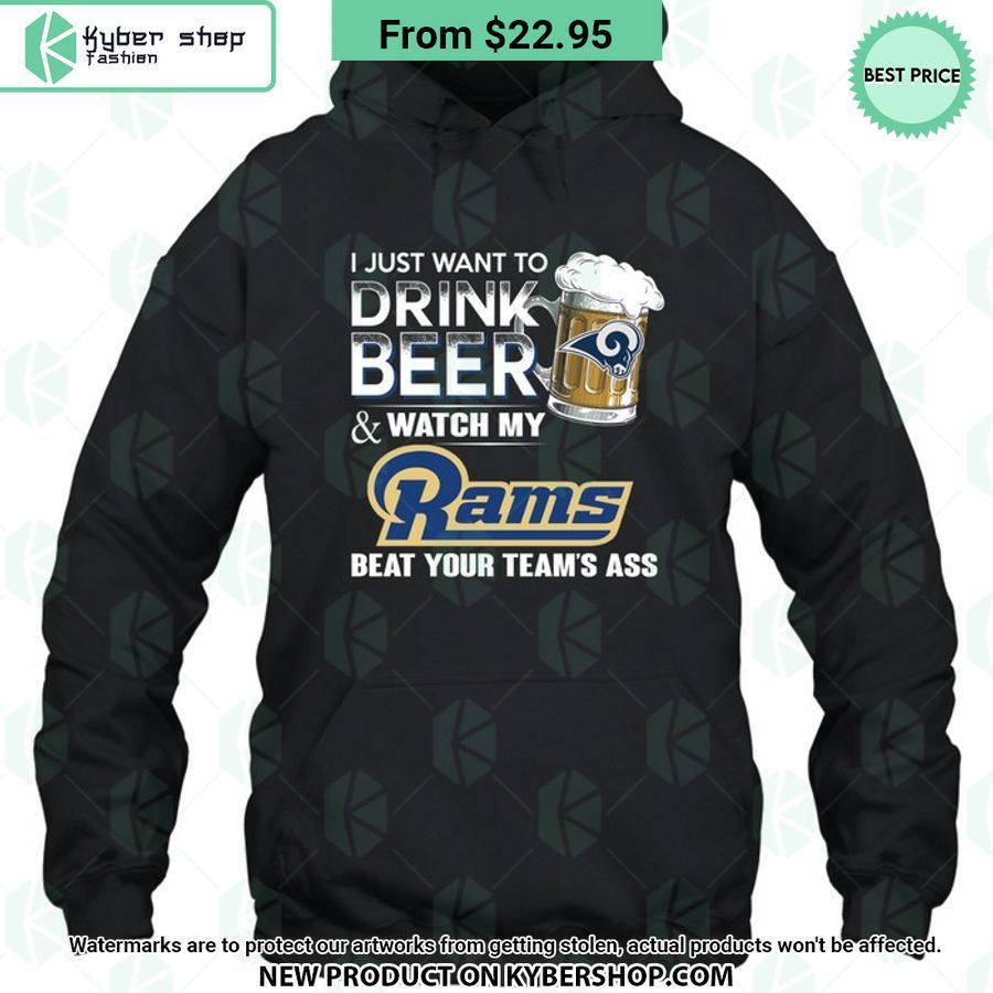 I Just Want To Drink Beer Watch My Los Angeles Rams T Shirt 5 658 Jpg