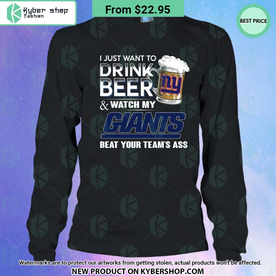 I Just Want To Drink Beer & Watch My New York Giants T Shirt 4 i just want to drink beer watch my new york giants t shirt 4 889 jpg