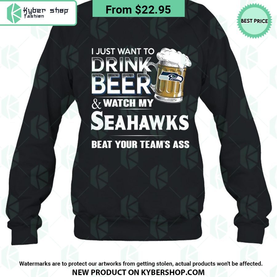 I Just Want To Drink Beer &Amp; Watch My Seattle Seahawks T Shirt Stand Easy Bro