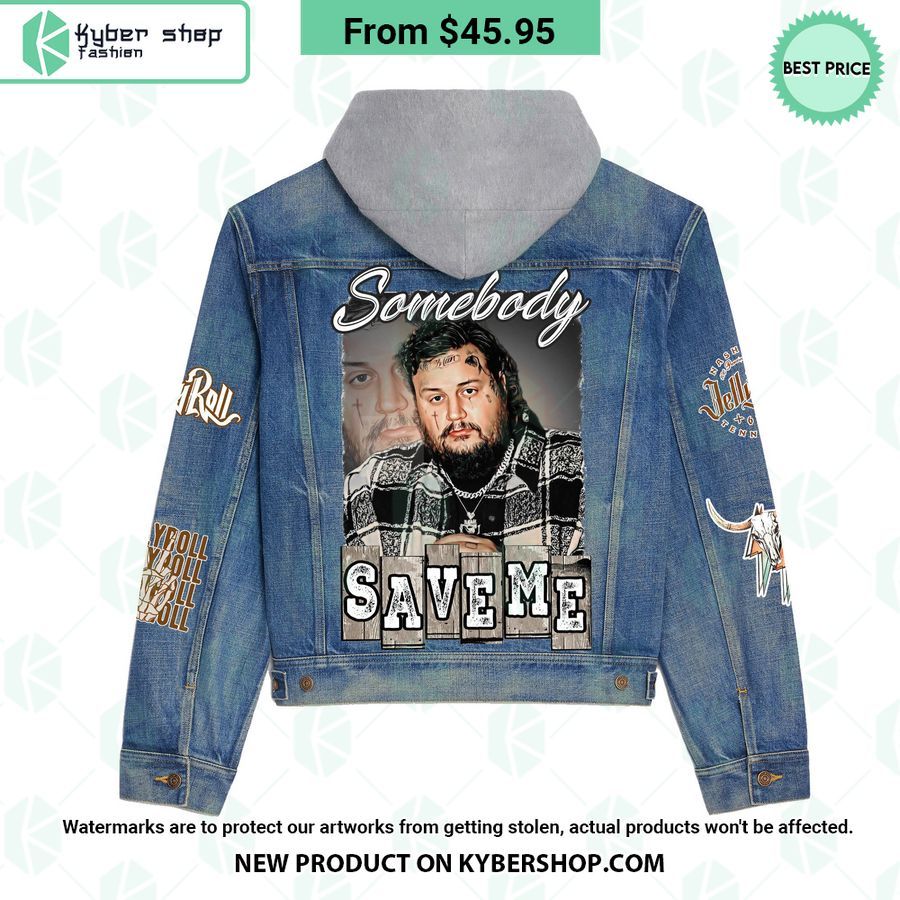 Jelly Roll Somebody Save Me Hooded Denim Jacket 3 Jelly Roll Somebody Save Me Hooded Denim Jacket Nice elegant click