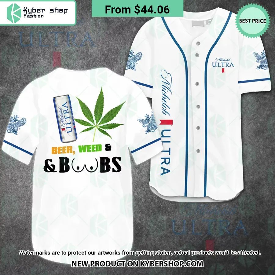 Michelob Ultra Beer Weed Boobs Baseball Jersey Stand easy bro