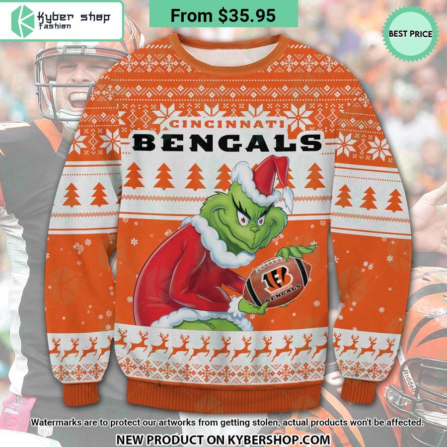 Cincinnati Bengals Grinch Ugly Christmas Sweater You look lazy