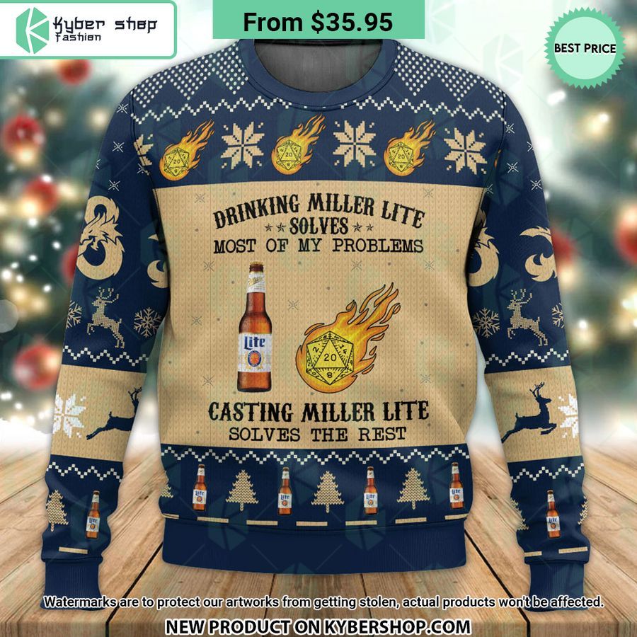 Drinking Miller Lite Solve Most Of My Problems Dnd Sweater 1 775 Jpg