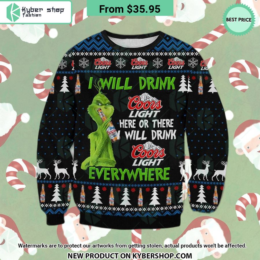 Grinch I Will Drink Coors Light Everywhere Sweater 3 grinch i will drink coors light everywhere sweater 3 774.jpg