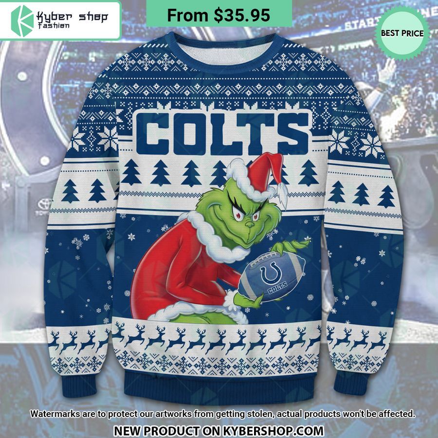 Indianapolis Colts Grinch Ugly Christmas Sweater Elegant picture