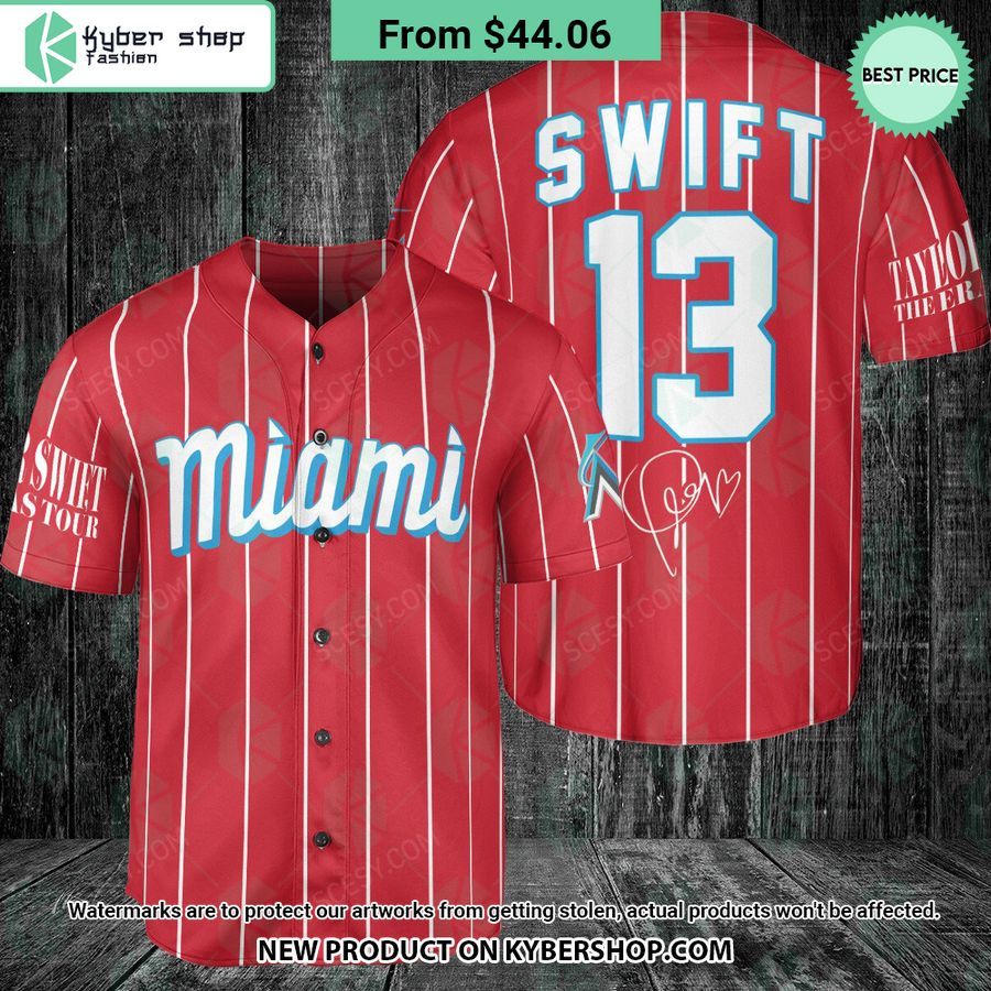 Miami Marlins Taylor Swift Red Baseball Jersey Word3