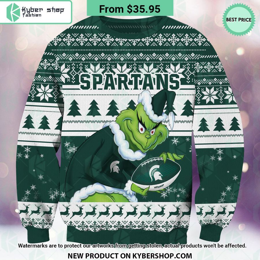 Michigan State Spartans Grinch Christmas Sweater Awesome Pic guys