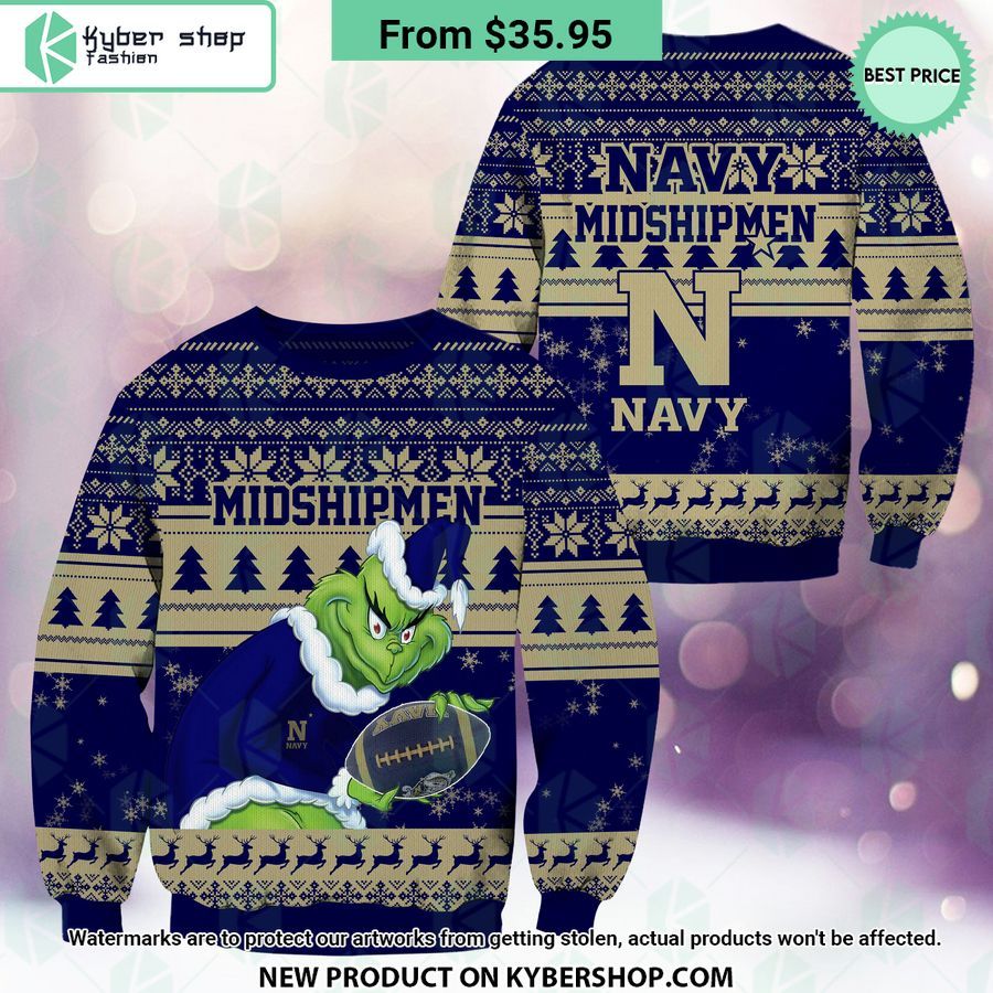 Navy Midshipmen Grinch Christmas Sweater You look lazy