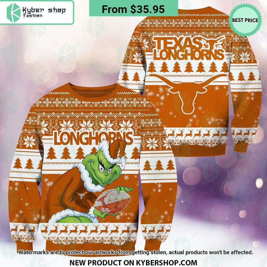 Texas Longhorns Grinch Christmas Sweater Nice Pic