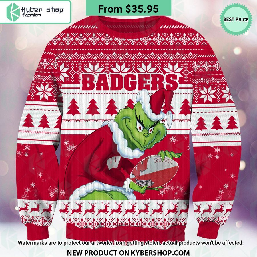 Wisconsin Badgers Grinch Christmas Sweater You look elegant man