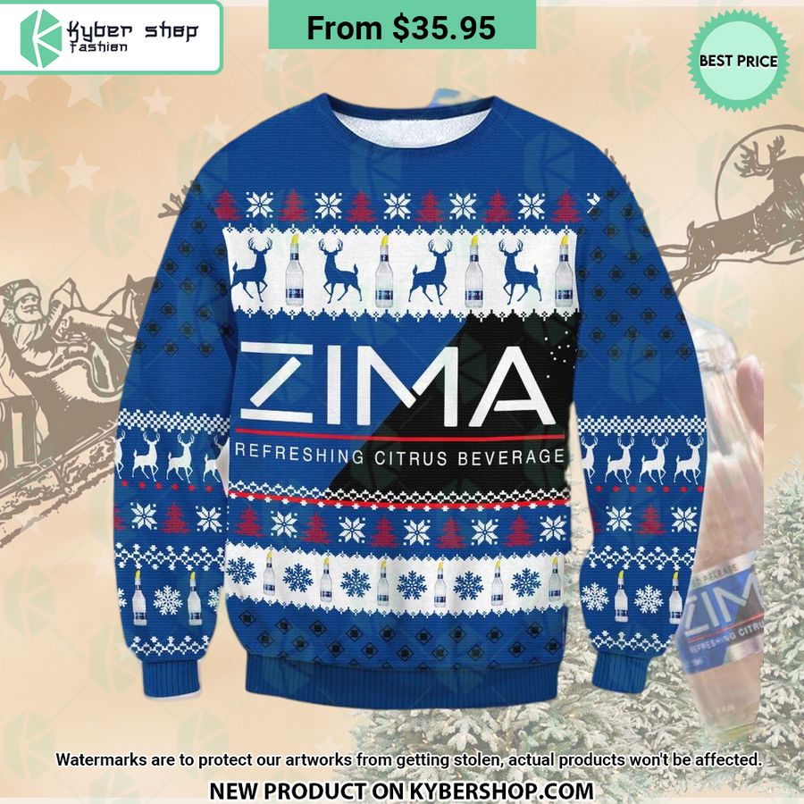Zima Beverage Christmas Sweater Natural And Awesome