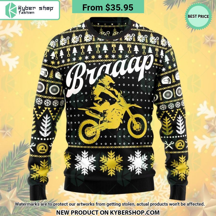 Braaap Motorcycle Christmas Sweater Word2